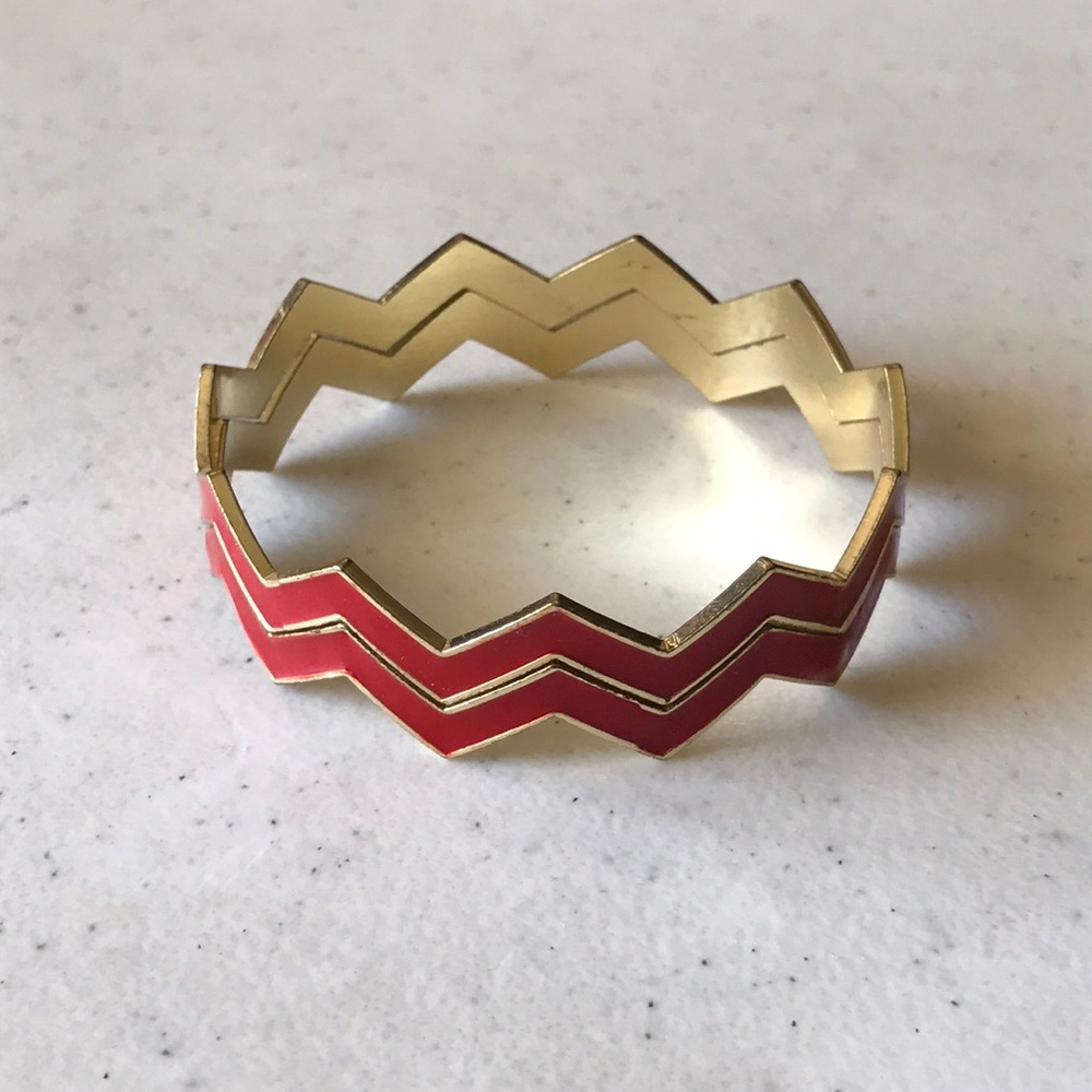 Red/gold zig zag bracelets, NWOT - Picture 2 of 6